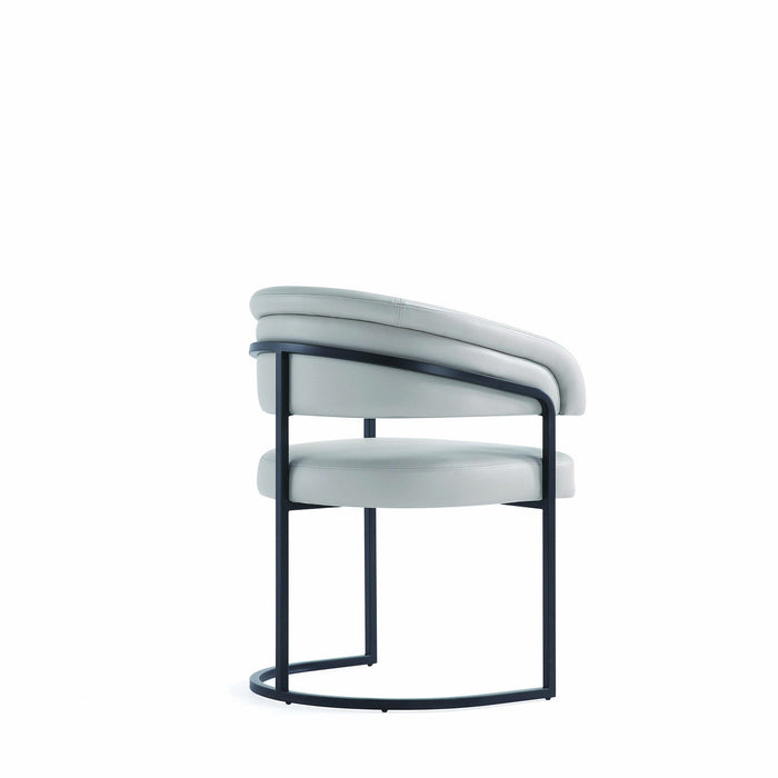 Augusta Modern Metal Vegan Leather Dining Chair in Light Gray 