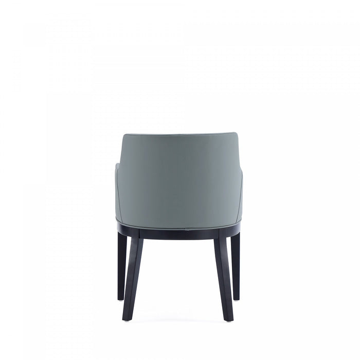 Gansevoort Modern Wood Vegan Leather Armchair in Pewter - Set of 2 