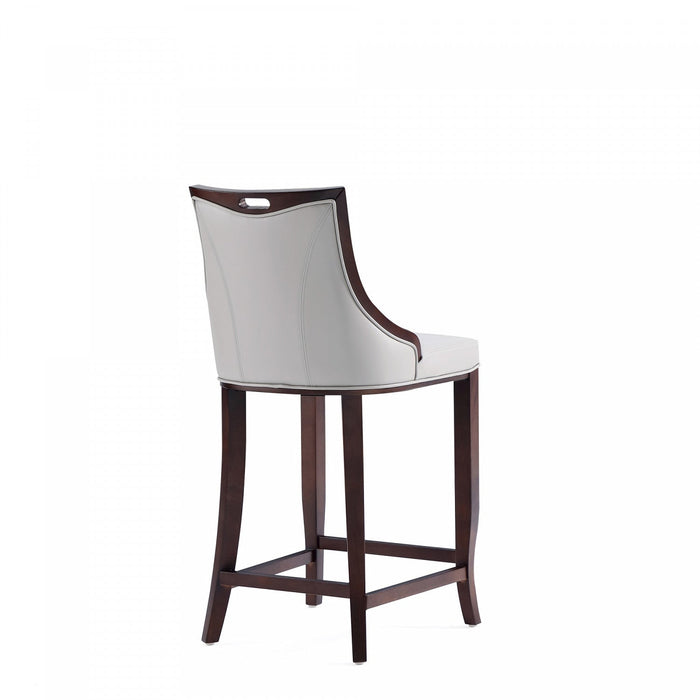 Emperor Traditional Wood Upholstered Barstool in Light Gray - Set of 3 