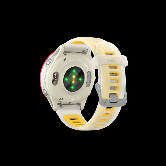 Garmin Forerunner 570 Smartwatch 42mm, Amoled, Raspberry Aluminum, Bone/mango, Gps Fitness Tracker, Running, 10-day Battery