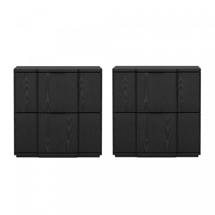 Clive Mid-Century Modern 22\" Nightstand in Black (2-Drawer) 