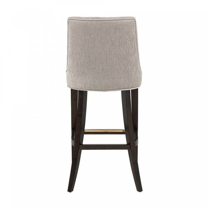 Beever Modern Chenille Wood Upholstered Barstool in Taupe - Set of 3 Bar Stool 