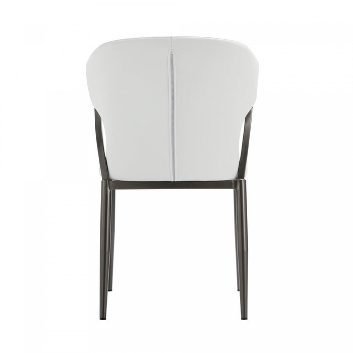 Kirsten Modern Metal Vegan Leather Dining Chair in White - Set of 2 Armoire 