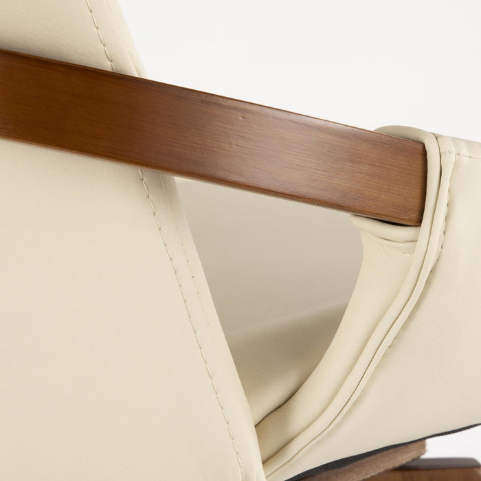 LumiSource Cosmo Faux Leather Mid-Century Dining Chair - Walnut/Cream