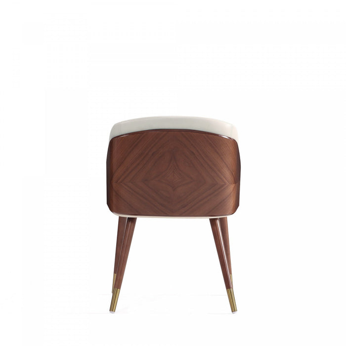 Reeva Modern Wood Vegan Leather Dining Chair in Cream - Set of 2 