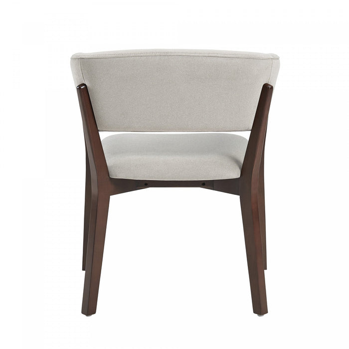 Blake Modern Faux Mohair Wood Armchair in Greige - Set of 4 Dining Chair 