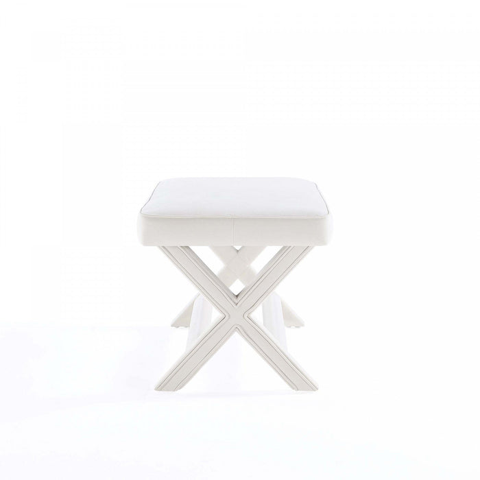 Abigail Mid-Century Modern Upholstered Velvet Accent Bench in Cream 