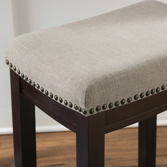 Claridge Linen-Look Fabric Backless Counter-Height Stool - Dark Walnut