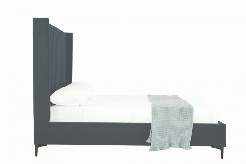 Promenade Mid-Century Modern Upholstered Velvet Full Bed in Gray 