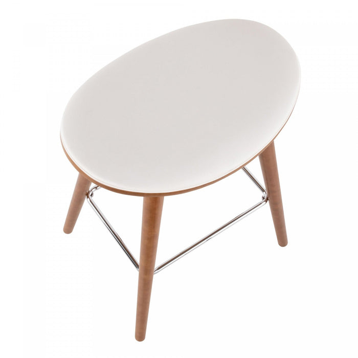LumiSource Saddle White Faux Leather Mid-Century Modern Counter-Height Stool - Set of 2