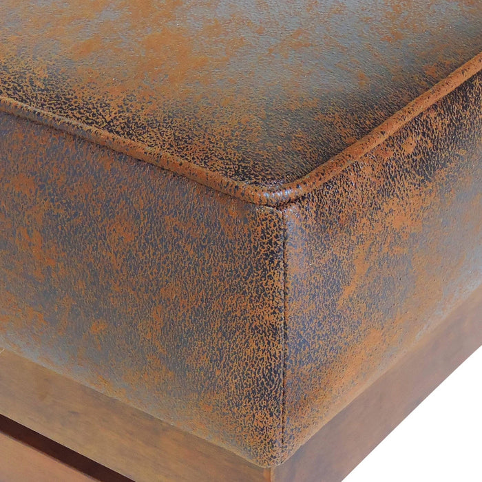 Harrison Large Ottoman Coffee Table with Faux Leather and Storage Function - Brown 