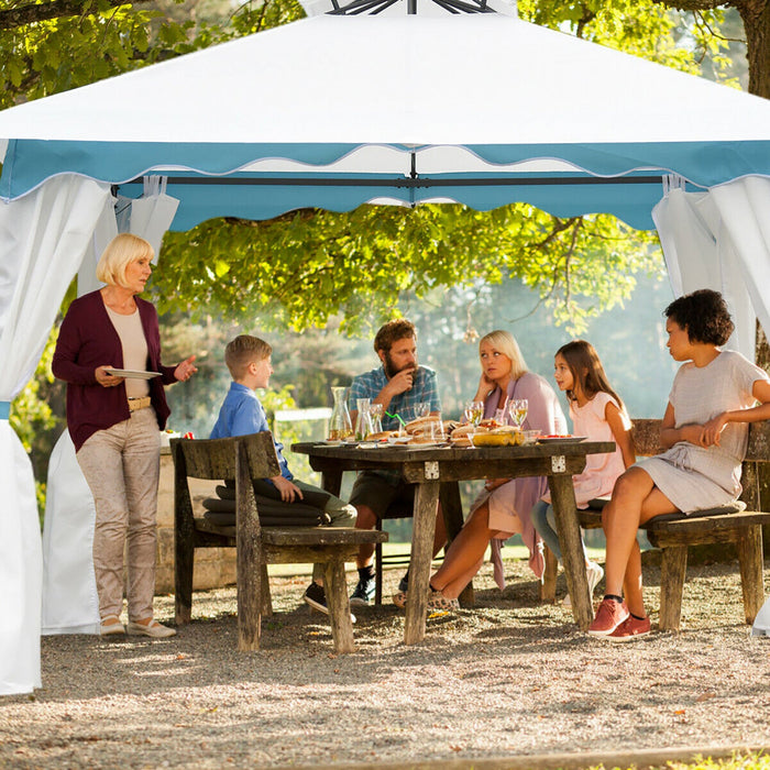 Costway 2 Tier 10'x10' Patio Gazebo Canopy Tent Steel Frame Shelter Awning W/ Side Walls
