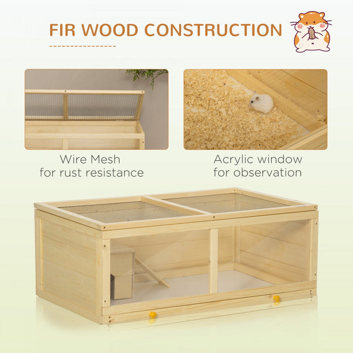 Pawhut Wooden Hamster Cage, Small Animals Kit Hutch, Exercise Play House For Dwarf Hamsters, Gerbils