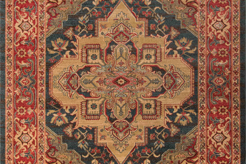 Lux Traditional 7'10\" x 9'10\" Area Rug in Blue Indoor Area Rug 