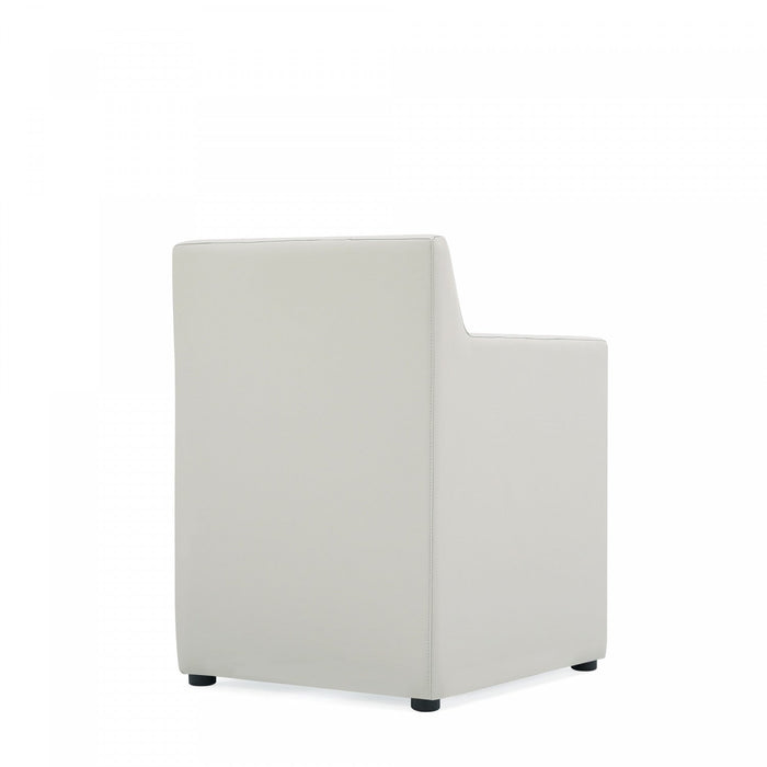 Anna Square Modern Vegan Leather Armchair in Stone Gray - Set of 2 