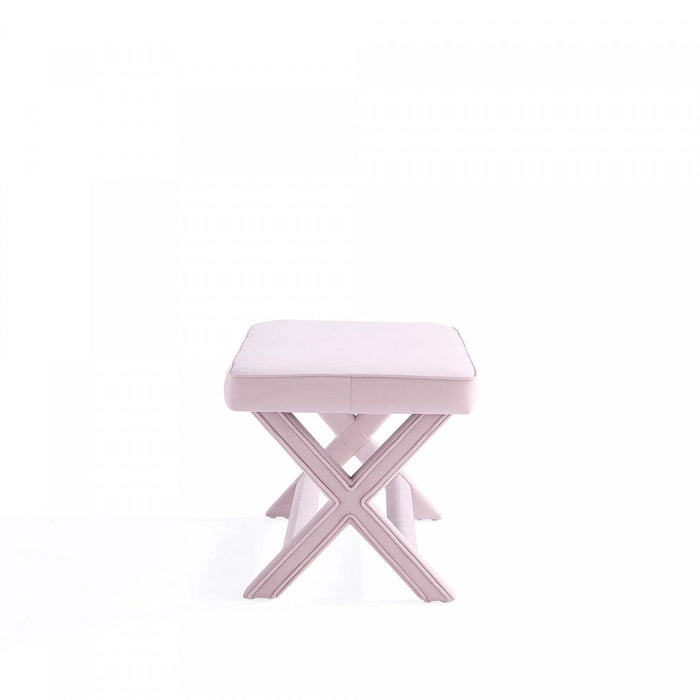 Abigail Mid-Century Modern Upholstered Velvet Accent Bench in Pink 