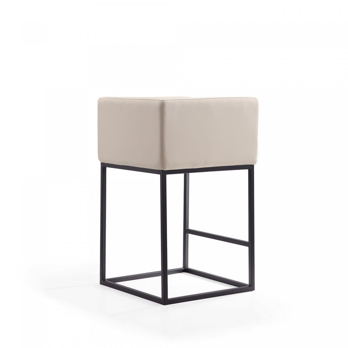 Embassy Mid-Century Modern Metal Upholstered Counter Stool in Cream 