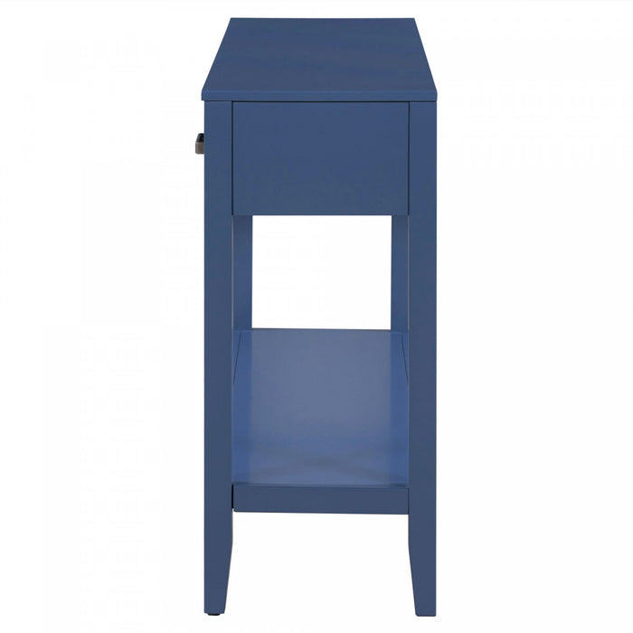 Emma 59.1'' Farmhouse Entryway Table with Drawers and Open Shelf,Blue Sofa Table  