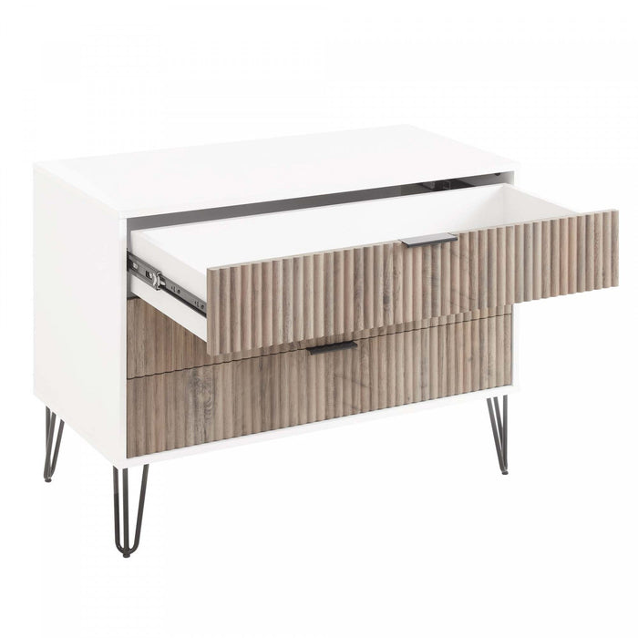 Dumbo Modern 35\" Fluted Dresser in Rustic Gray and White (3-Drawer) 