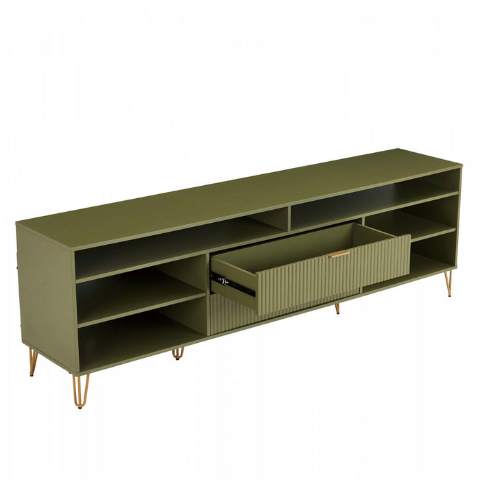 Dumbo Modern 85\" Fluted TV Stand in Olive Green 