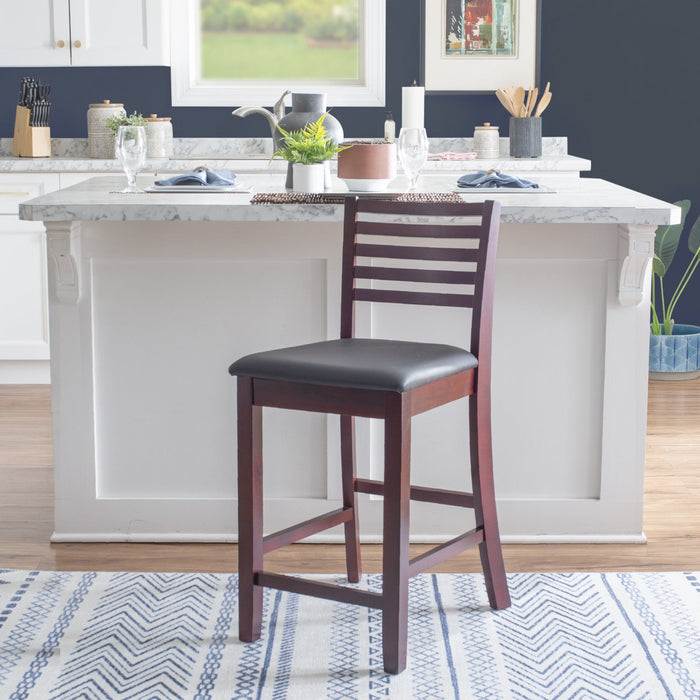 Torino Faux Leather Ladder Back Counter-Height Stool - Merlot