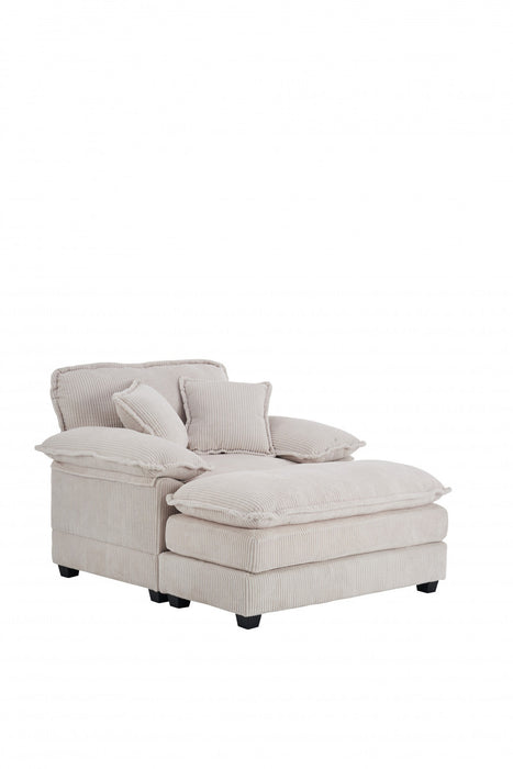 Liam 46.9\" Modern indoor corduroy sofa with 2 soft cushions ,White Sofa  