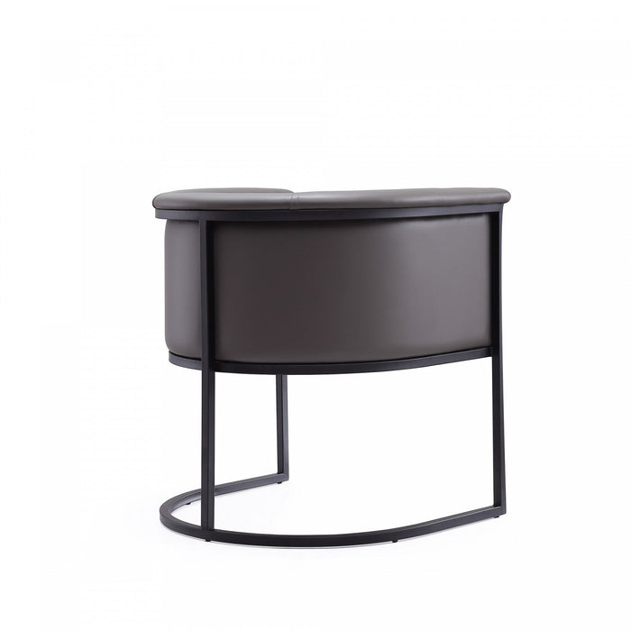 Cosmopolitan Mid-Century Modern Vegan Leather Metal Dining Chair in Graphite - Set of 2 