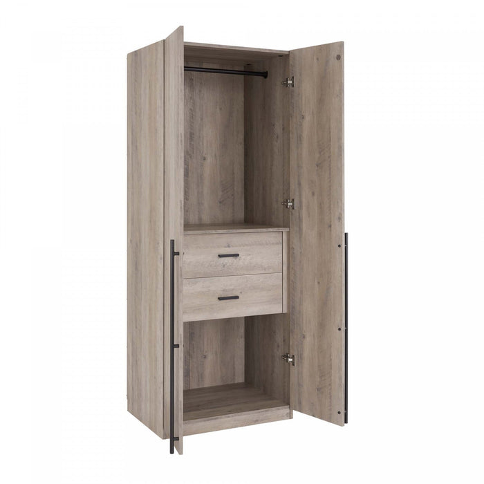 Lee Modern 2-Piece Wardrobe Closet in Rustic Gray Armoire 