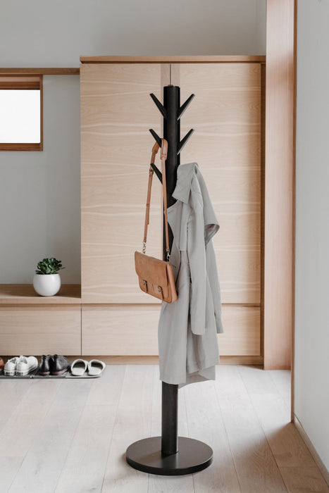 Umbra Modern Wood Flapper Coat Rack - Black and Walnut