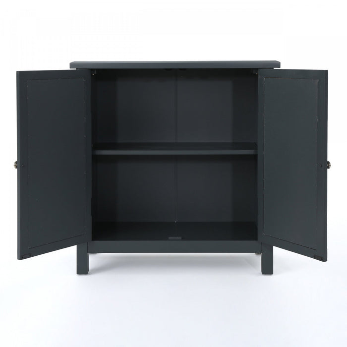 Joyce Solid Firwood Double Door Cabinet With Mirrored Finish,charcoal Grey Accent Cabinet 