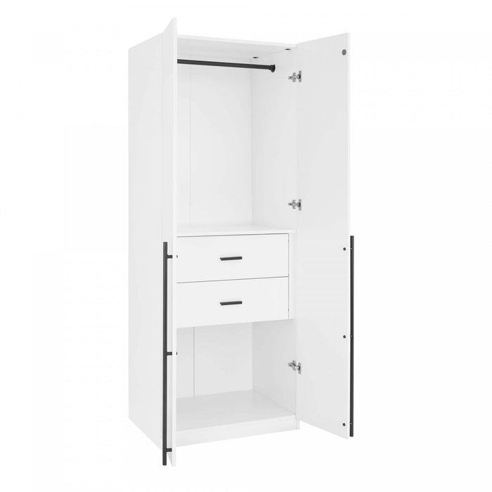 Lee Modern 2-Piece Wardrobe Closet in White Armoire 