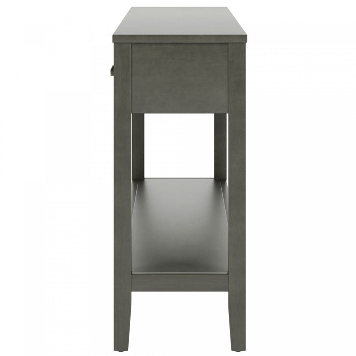 Emma 59.1'' Farmhouse Entryway Table with Drawers and Open Shelf,Grey Sofa Table  