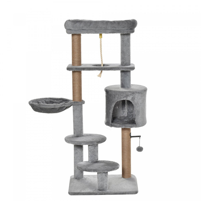 Pawhut Cat Tree, 47 Inches Multi-level Cat Tower With Scratching Post, Hammock, Cat Condo, Perch, To