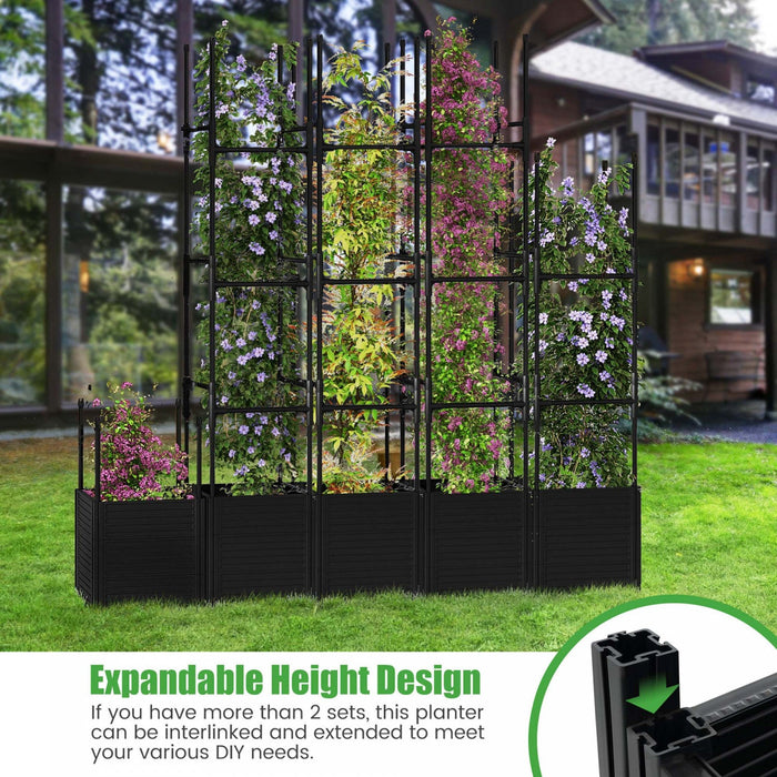 Costway 1 Pcs Raised Garden Bed With Trellis And Wheels Self-watering Planter Box With 3 Heights