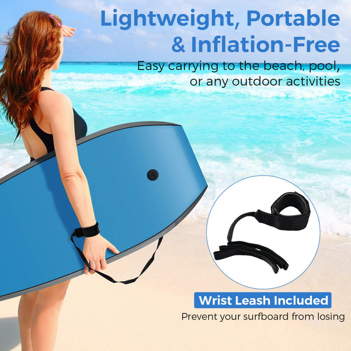 Costway 41" Lightweight Body Board With Eps Core Xpe Deck Hdpe Bottom Crescent Tail Blue