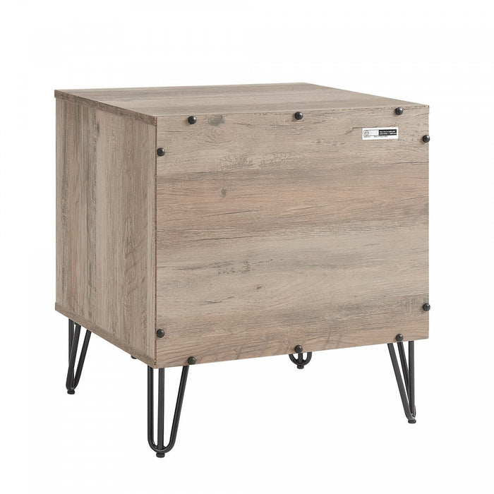 Dumbo Modern 20\" Fluted Nightstand in Rustic Gray (2-Drawer) 
