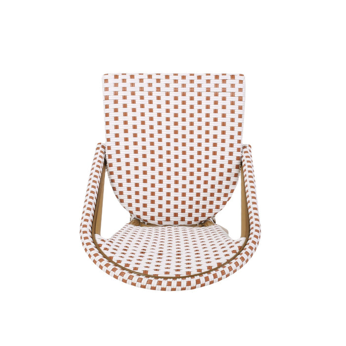 Julien Faux Ratten and Aluminum French Bistro Chairs, Set of 2 - White and Red 
