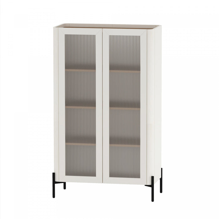 Abbey Modern 2-Piece Buffet and Bookcase in Maple and Off White 
