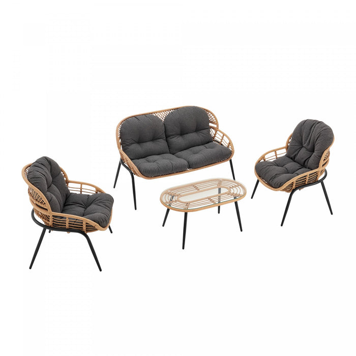 Pine Modern 4-Piece Conversation Set in Gray Patio Seating Package 