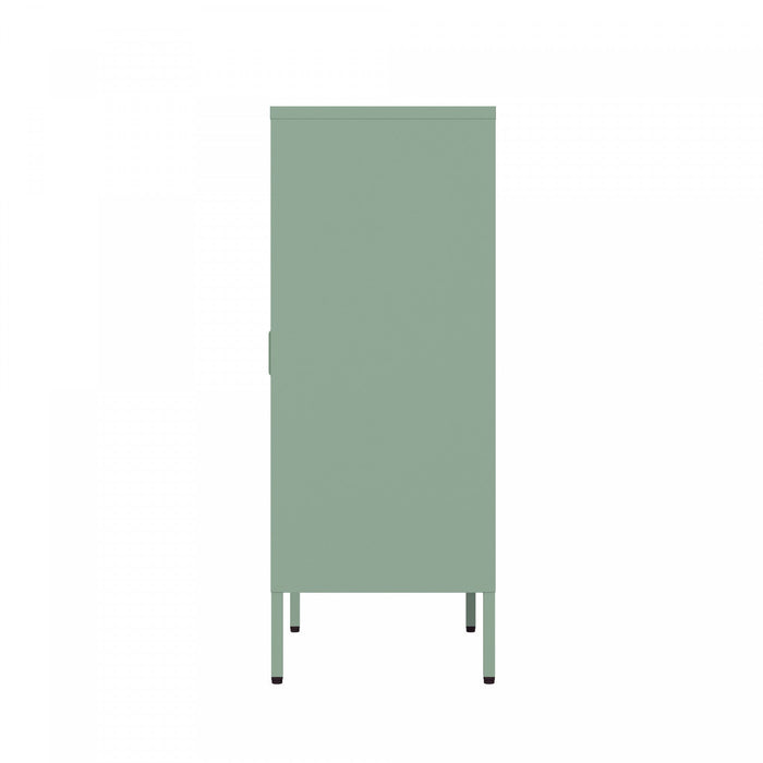 Naomi Modern 32\" Metal Accent Cabinet in Sage Green Armoire 