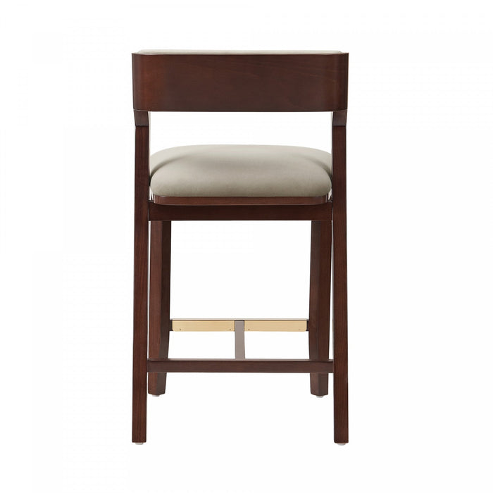 Patricia Modern Wood Upholstered Counter Stool in Linen Bar Stool 
