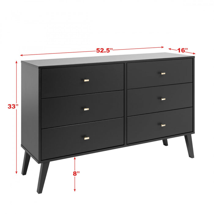 Milo 6-Drawer Dresser - Black