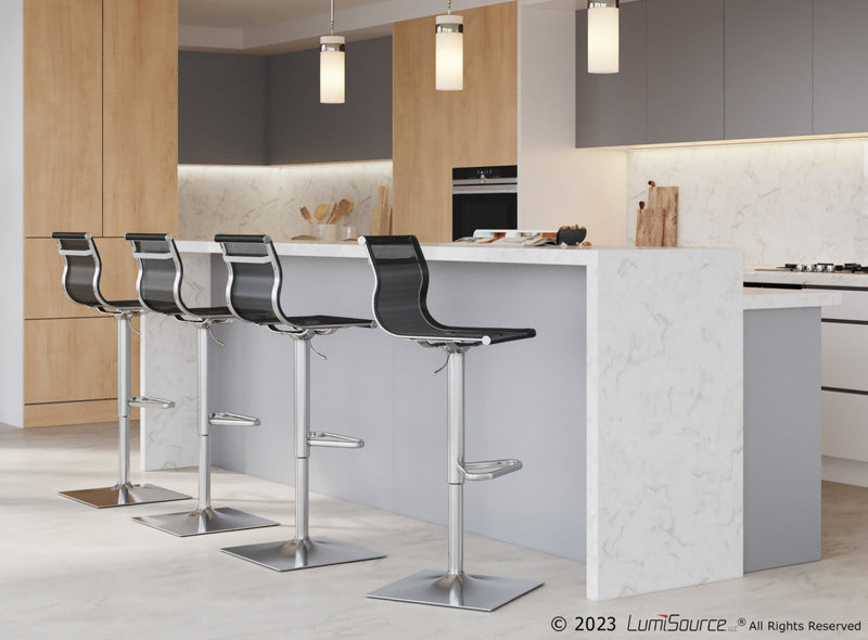 LumiSource Mirage Fabric Contemporary Adjustable Barstool with Swivel - Black