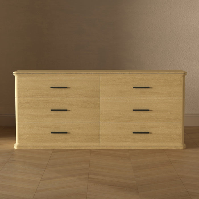 Clifford Traditional Dresser in Natural Oak (6-Drawer) 