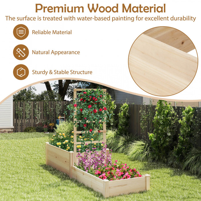 Costway 87" Raised Garden Bed With Trellis 2 Planter Boxes Open-ended Base For Patio