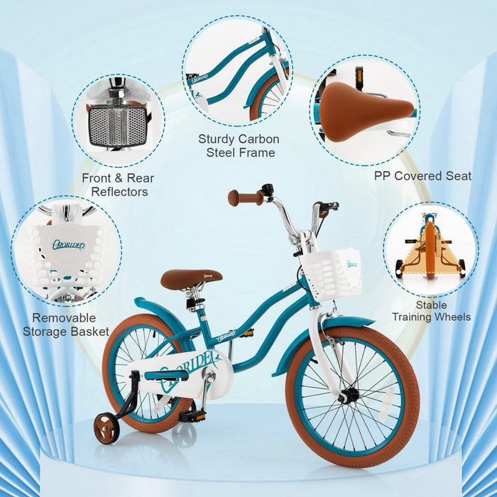 Costway 18" Kids Bike Toddler Bicycle With Training Wheel Kickstand For 4-8 Years Old Girl