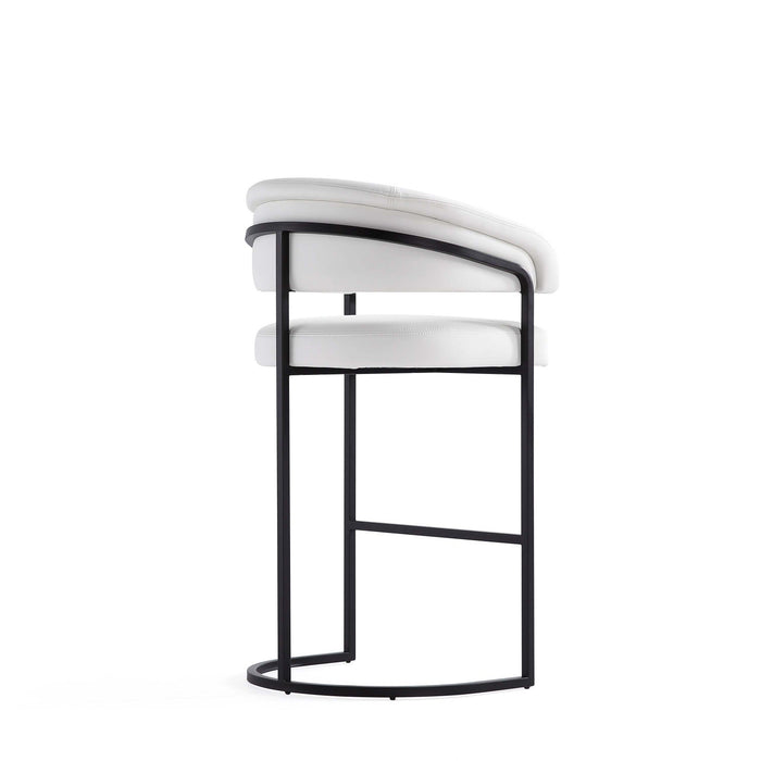 Augusta Modern Metal Upholstered Barstool in White - Set of 3 