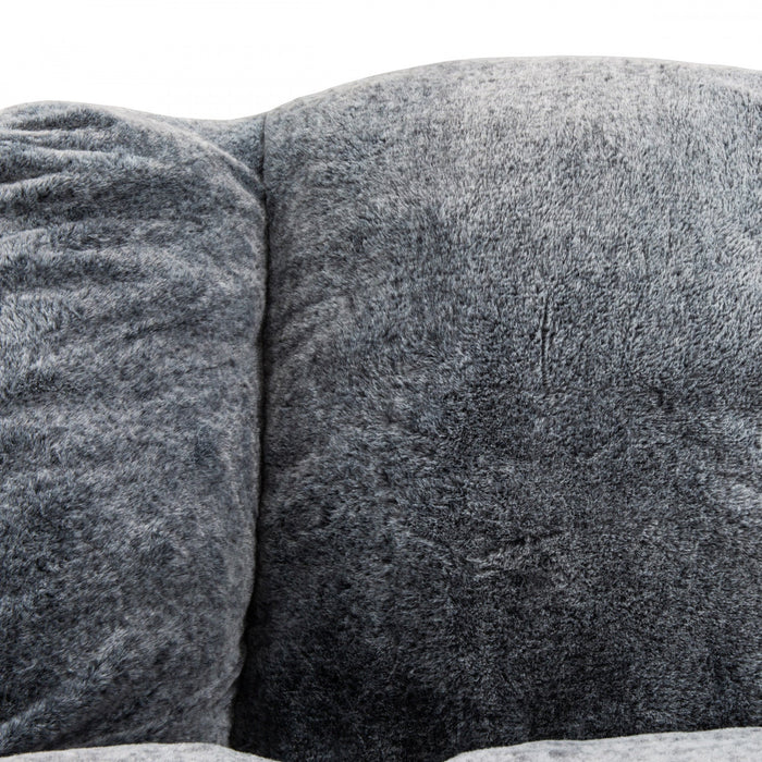 Sealy Tore Faux Fur High Density Foam Bean Bag Chair - Blue
