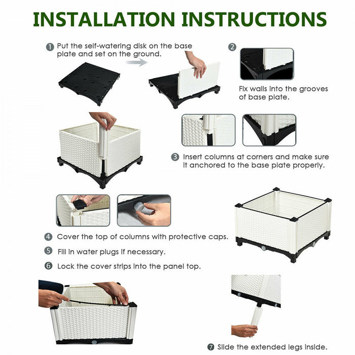 Costway Set Of 4 Raised Garden Bed Elevated Flower Vegetable Herb Grow Planter Box White