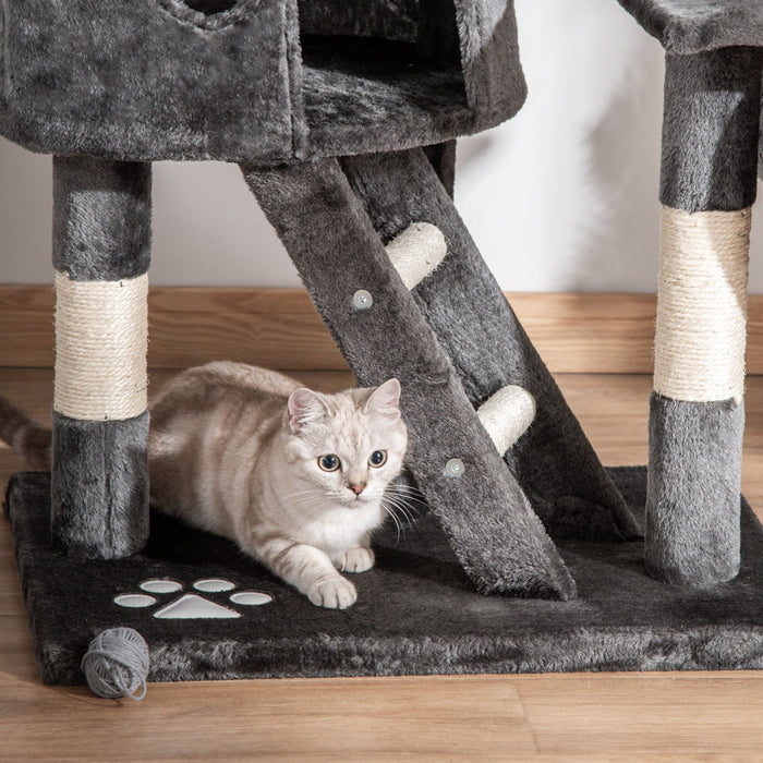 Pawhut 94\"-102\" Huge Cat Tree Ceiling High Cat Condo Scratching Post Activity Center Multi-level Pla